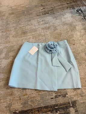 Endless Rose Powder Blue Rose Applique Mini Skirt